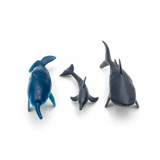 Kit Bonecos Animais do Mar 3 Peças Vinil Macio Brinquedo Infantil Presente Educativo Crianças 3anos +
