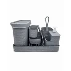 Conjunto Organizador De Cozinha 7 Em 1 Rodinho Pia Sempre Seca Suporte Detergente E Esponja Utensílios Domésticos Bonito