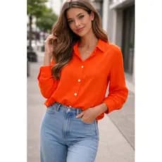 Camisa Social Feminina Com Botão Manga Longa