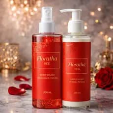 1 Kit feminino Body Splash Florata Red com gliter 200Ml + 1 Hidratante Corporal Florata Red 200ML