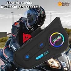 Intercom Bluetooth 5.4 para Capacete Moto IP67, 24h Bateria, Cancelamento de Ruído, Chamadas e Música