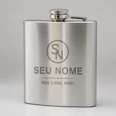 Cantil De Bolso Porta Whisky Nome Logo Personalizado Aço Inox