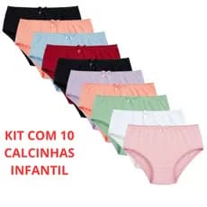 Kit Calcinhas Feminina 100% Algodao Infantil Calcinha Infanto Meninas Calcinha Criança Lisas com Lacinho