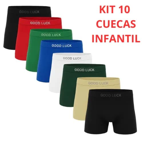 Kit Cuecas Box Cueca Boxer Infantil Microfibra liso CORES SORTIDAS/ALEATÓRIA