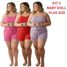 Kit Pijama Feminino Baby Doll Short Doll Plus Size Super Fresquinho Moda Feminina Atacado