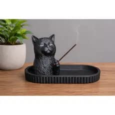 Porta Incenso Incensario Gato Relaxado Gatinho Preto Decorativo Meme Gato irritado