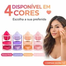 KIT 3 ESPONJAS DE MAQUIAGEM COM SUPORTE - ALLEVA