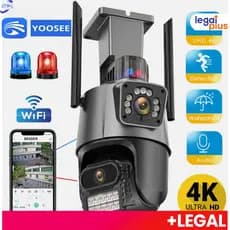 Camera Segurança Externa Lente Dupla 4k 6mp Sirene Policial, com sirene policia