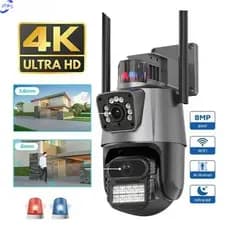 Câmera Ip De Segurança Externa Lente Dupla Com Sirene 3mp Full Hd 4K Wifi Visão Noturna App YOOSEE