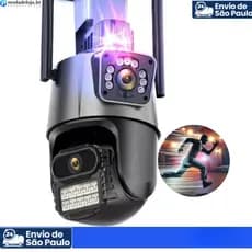 Camera Segurança Externa Lente Dupla 4k 6mp Sirene Policial, com sirene policia