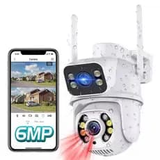 Câmera Dome IP Wireless PTZ de Dupla Lente, Detecção de Humanos com IA, Segurança Residencial
