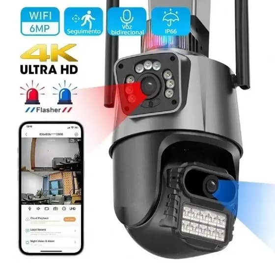Camera Segurança Wifi IP Externa Lente Dupla 4k visão noturna Alarm De Movimento CCTV ICSEE/YOOSEE