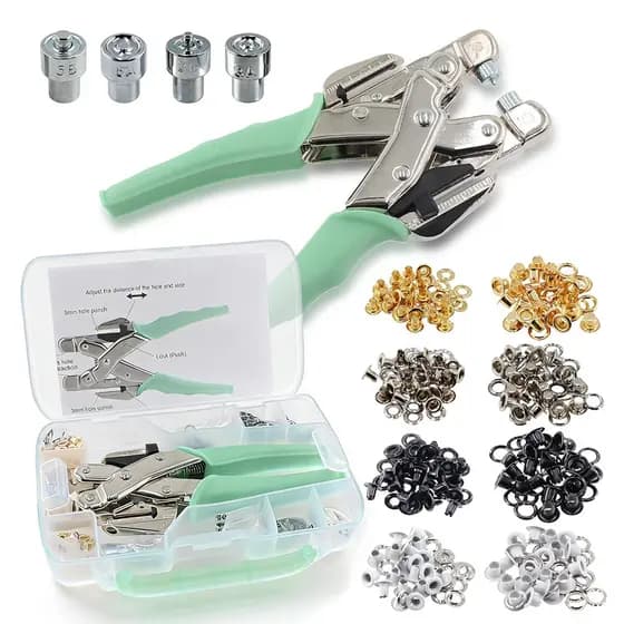 Conjunto de alicates de rebite de aço inoxidável de 3 mm / 5 mm: alicates perfurados de tamanho duplo + 160 rebites de q