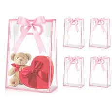 Saco de presente portátil transparente Universal conjunto de 5 peças rosa com fita decorativa adequada para várias celeb