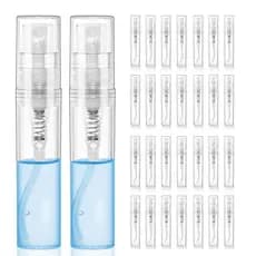 Mini frascos de Spray de plástico recarregáveis de 30 3ml, bico de névoa fina de garrafa vazia transparente, Sub-embalag