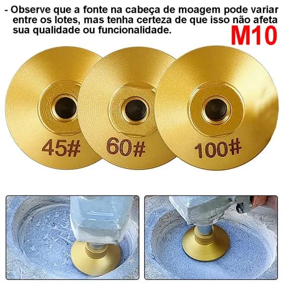 Almofada de polimento de moagem de diamante de grau profissional 2 polegadas M10 Rebarbadora 45 #/ 60 #/ 100 #Welding Re