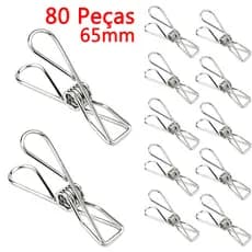 Pacote de 80 peças de clipes de aço inoxidável resistentes, aberturas grandes de 6.5 cm, meias de secagem, vedação de ar