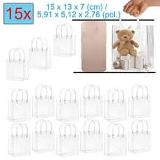 Sacolas De Presente Transparentes em Pvc, 15 Peças, Portáteis, Reutilizáveis, 15x13x7cm