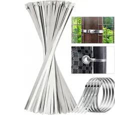 Abraçadeiras de travamento automático de aço inoxidável de 50 cm 100 tiras, Material 304 antiferrugem elástico, cabo cob