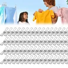 80 peças de prendedores de roupa de aço inoxidável antiferrugem, prata de 6.5 cm, forte capacidade de rolamento, roupas