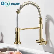 Torneira De Cozinha Parede Giratória 360°, De Aço Inoxidável 304 Dourado