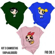 Camiseta Desenho Meninas Super Poderosas Lindinha Florzinha e Docinho 100% Algodão Unissex