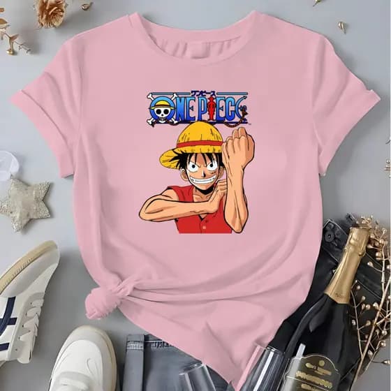 Camiseta Feminina Monkey D. Luffy Blusa 100%Algodão Anime One Piece