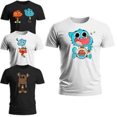 Camiseta Desenho O Incrivel Mundo de Gumball Variadas Estampas Blusa 100%Algodão