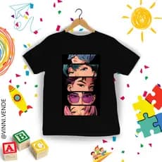 Camiseta Infantil Saja Boys Kpop Blusinha Unissex Menina Menino 100% Algodão Envio Rápido Tendência