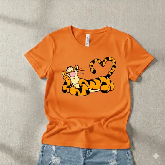Camiseta Feminina Tigrão Coração Lançamento Blusa 100% Algodão Confortável Estilosa Envio Rápido