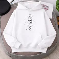 Moletom Canguru Feminino Fases Da Lua Tendência Inverno Blusa De Frio Com Capuz Envio Rápido