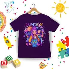 Camiseta Infantil Huntrix Camisa 100% Algodão Kpop Demon Hunter Huntrix Menina Lançamento