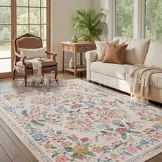 Flor persa veludo Gypsophila quarto sala de estar mesa de café tapete resistente à sujeira confortável antiderrapante co