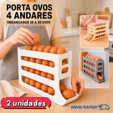 Porta Ovos 4 Andares Rolante em Plástico para Geladeira Organizador 20 a 30 Ovos