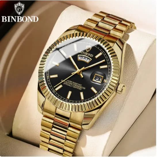 BINBOND Relógio Masculino de Luxo com Display Digital e Numeração Romana | Design Fantasma Resistente à Água B7012 SZ SG