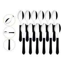 Kit 6, 9, 12 ou 24 Colheres De Mesa Leme Tramontina Aço Inox E Cabo Preto