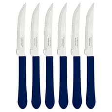 Kit 6, 9, 12 ou 24 Facas Tramontina Leme Para Churrasco Cabo Azul Serra