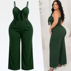 Macacão Feminino Pantacourt Plus Size Feminino Wide Leg Pantalona Decotado Alcinha