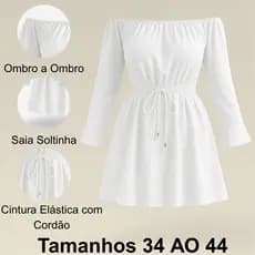 Vestido Ciganinha Ombro a Ombro Leve Soltinho com Manga Longa e Detalhes Franzidos Verão
