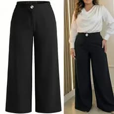 Calca Plus Size Alfaiataria Premium Calça Feminina Pantalona Size Social Elegante Barra Wide Leg Cintura Alta g1 g2 g3