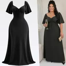 Vestido Plus Size para casamento convidada civil Feminino Longo Elegante de Festa Vestido Costa Nua Frente Única 46 a 56