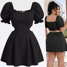 Vestido Curto Plus Size Feminino Vestido Soltinho Elegante Vestid Rodado Acinturado Vistido Aberto na Lateral Ciganinha