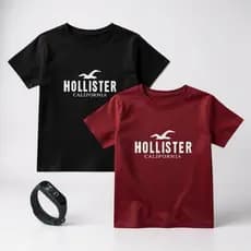 kit infantil 2 camisetas infantil e adulto 100% algodão fio 26.1 +  relógio digital