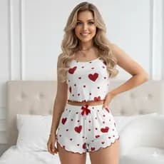Baby Doll Canelado de Coração – Confortável e Fresquinho para Dormir no Verão