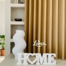 Kit Decorativo Letreiro HOME + Vaso Ondulado Moderno 20cm | Decoração Sala Quarto Escritório