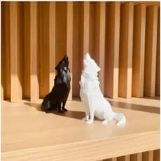 Escultura Lobo Geométrico – Estatueta Abstrata Decorativa – Duas Cores Preto e Branco – Decoração Moderna Sala e Escritó
