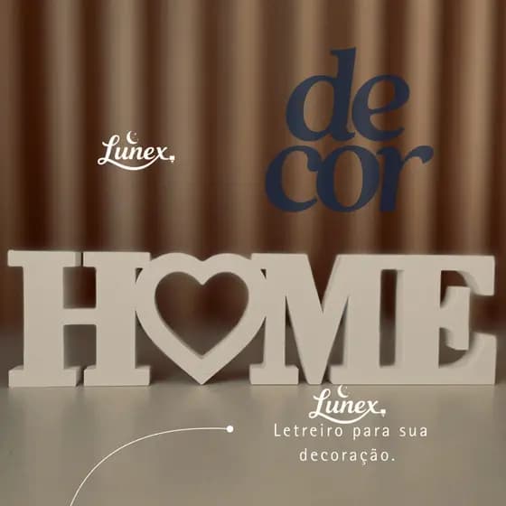 Letreiro Decorativo HOME – Enfeite de Parede ou Mesa para Decoração de Casa