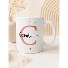 Caneca Personalizada com Nome e Inicial | Presente Criativo | Porcelana 325ml
