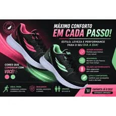 Tênis Feminino Esportivo Leve Confortável para Caminhada e Dia a Dia