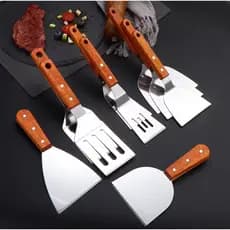 Espátula de Inox com Cabo de Madeira – 4 Modelos Disponíveis